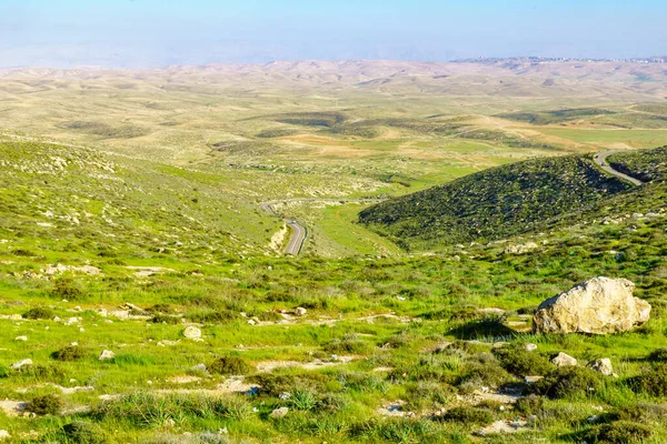 Vista Monte Amasa Yatir Para Deserto Judéia Vale Arad Cidade — Fotografia de Stock