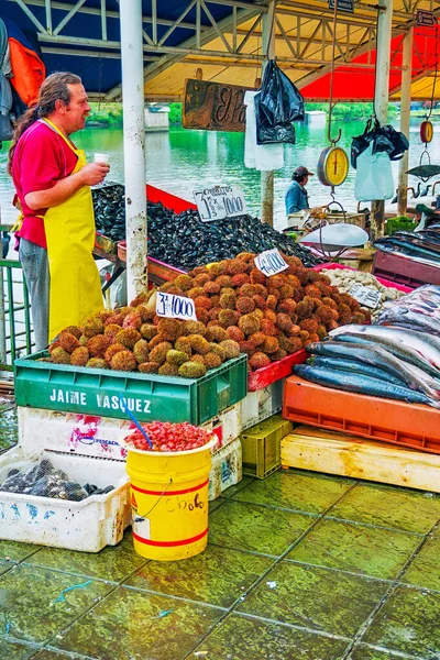 Valdivia Cile Ottobre 2005 Mercato Dei Frutti Mare Con Venditori — Foto Stock