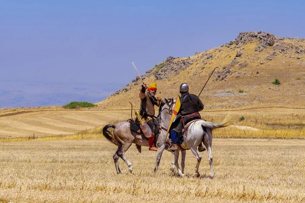 Lavi Israel Juli 2021 Nachstellung Der Schlacht Den Hörnern Von — Stockfoto