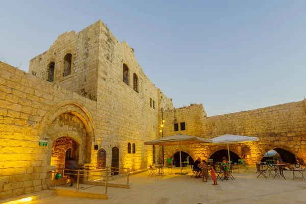 Rosh Haayin Israel July 2021 Evening View Courtyard Visitors Crusader — Stock Photo, Image