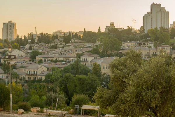 Vista Sul Tramonto Del Quartiere Yemin Moshe Nella Nuova Città — Foto Stock