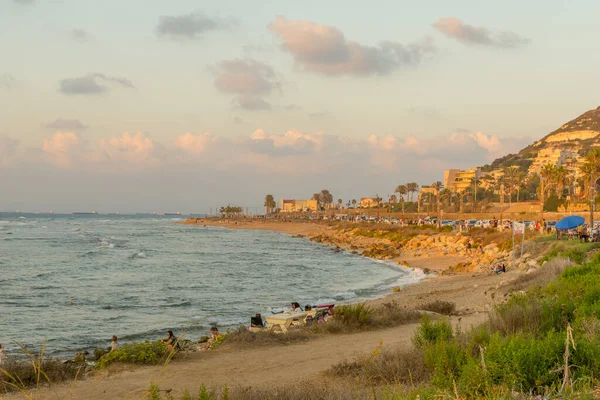 Haifa Israel September 2021 Sonnenuntergang Mit Blick Auf Die Karmelküste — Stockfoto