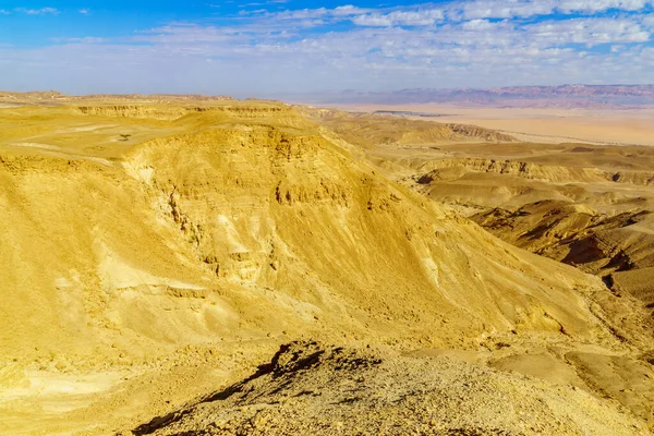 Τοπίο Της Ερήμου Arava Από Βουνό Ayit Επιφυλακή Νότιο Ισραήλ — Φωτογραφία Αρχείου