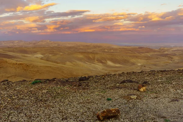 Vista Tramonto Del Deserto Giudaico Del Mar Morto Dal Punto — Foto Stock