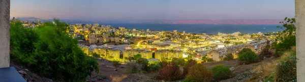 Tibériade Israël Septembre 2021 Panorama Nocturne Tibériade Mer Galilée Arrière — Photo