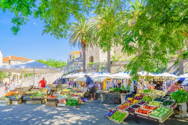 Escena del mercado, Korcula — Foto de Stock