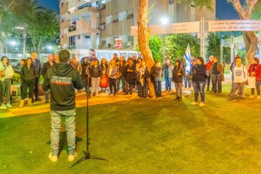 Kiryat Bialik, İsrail - 08 Ocak 2026: Rehineleri destekleme derneği, kalan son ölü rehine Ran Gvili 'yi geri çağırdı. Kiryat Bialik, İsrail