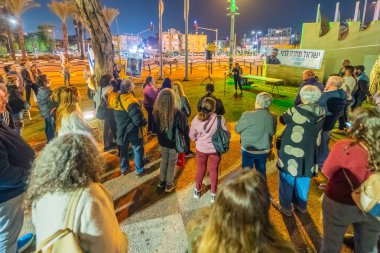 Kiryat Bialik, İsrail - 08 Ocak 2026: Rehineleri destekleme derneği, kalan son ölü rehine Ran Gvili 'yi geri çağırdı. Kiryat Bialik, İsrail
