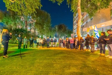 Kiryat Bialik, İsrail - 08 Ocak 2026: Rehineleri destekleme derneği, kalan son ölü rehine Ran Gvili 'yi geri çağırdı. Kiryat Bialik, İsrail