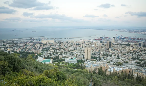 Vista de la bahía de Haifa al atardecer — Foto de Stock