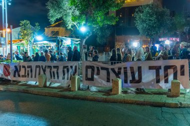 Hayfa, İsrail - 10 Şubat 2026: İmza: Birlikte bir sonraki cinayeti durduruyoruz, bir yıkım günü, ve Arap toplumlarını desteklemek için şiddeti protesto ediyoruz. Hayfa şehir merkezi, İsrail