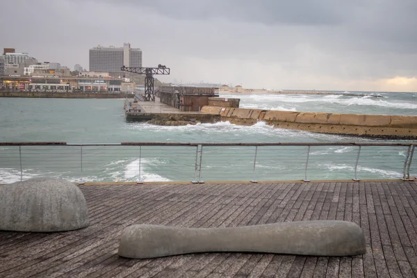 Winterszene im Hafen von Tel Aviv — Stockfoto