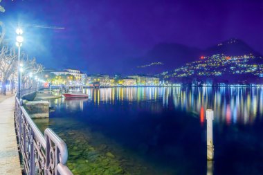 Lugano görünümünde akşam
