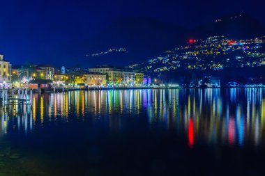Lugano görünümünde akşam