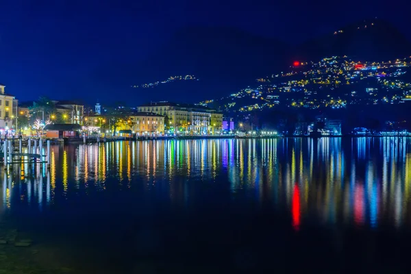 Vista serale a Lugano — Foto Stock