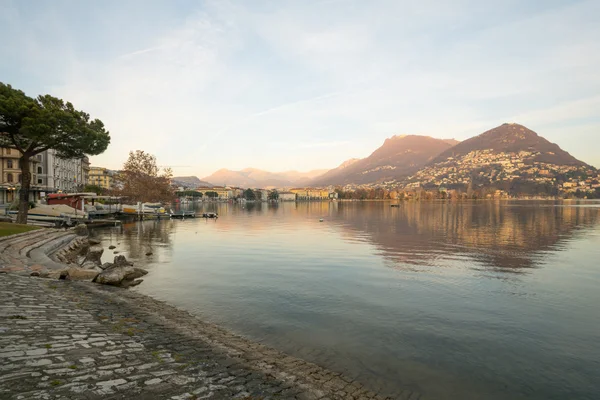 Jezerní promenáda, Lugano — Stock fotografie