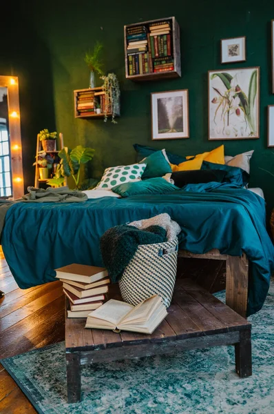 Modern Interior Design Loft Style Using Green Color — Stock Photo, Image