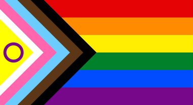 Tüm toplumsal illüstrasyon için yeni kapsayıcı LGBTQI + bayrağı