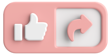 Beğen ve paylaş düğmesi. 3B illüstrasyon.