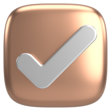 3 boyutlu onay kutusu. İşaretle. 3B illüstrasyon.