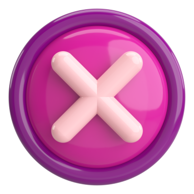 Üç boyutlu kapatma düğmesi. Çapraz. 3B illüstrasyon.