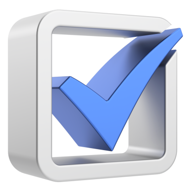 3 boyutlu onay kutusu. İşaretle. 3B illüstrasyon.