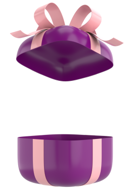 Hediye Kutusu açıldı. Üç boyutlu hediye kutusu. 3B illüstrasyon.