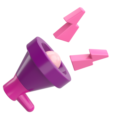 Üç boyutlu megafon. Duyuru simgesi. 3B illüstrasyon.