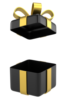 Hediye Kutusu açıldı. Üç boyutlu hediye kutusu. 3B illüstrasyon.