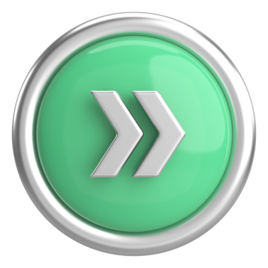 Sonraki düğme. Devam et düğmesi. 3B illüstrasyon.