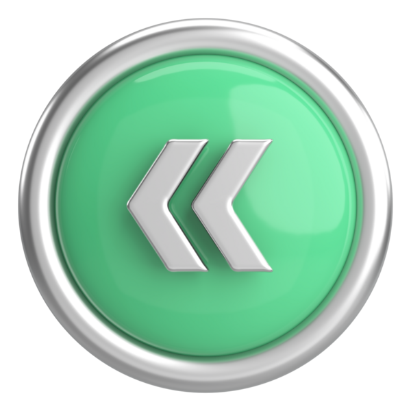 Önceki düğme. Arka düğme. 3B illüstrasyon.