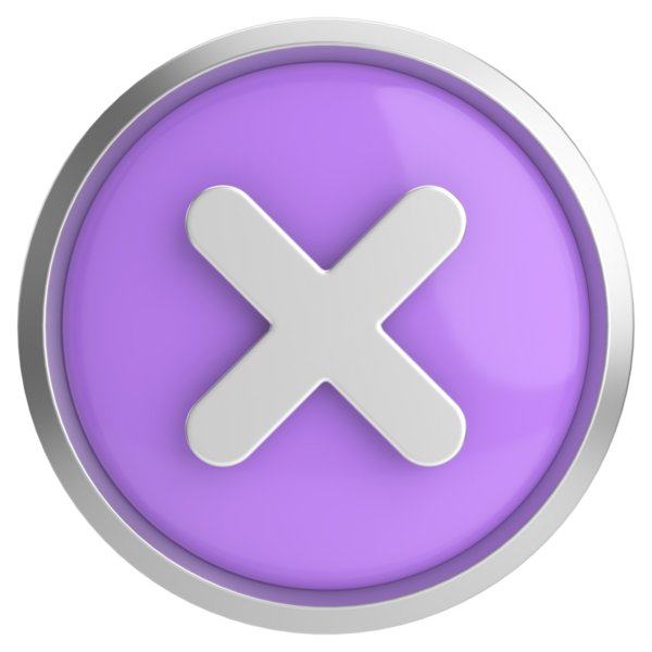 Üç boyutlu kapatma düğmesi. Çapraz. 3B illüstrasyon.