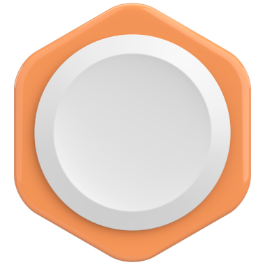 Altıgen düğmesi. Fiyat etiketi 3B illüstrasyon.