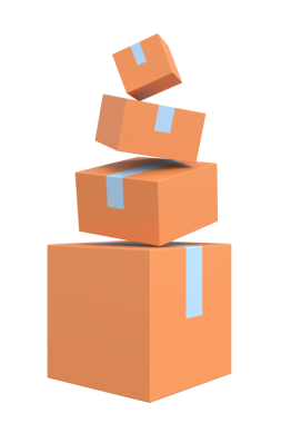 Paket kutusu. Üç boyutlu kutu. 3B illüstrasyon.