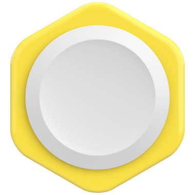 Altıgen düğmesi. Fiyat etiketi 3B illüstrasyon.