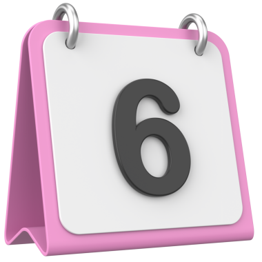 Üç boyutlu takvim. Altıncı gün. Ayın altıncı günü. 3B illüstrasyon.