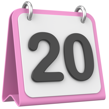 Üç boyutlu takvim. 20. gün. Ayın yirminci günü. 3B illüstrasyon.