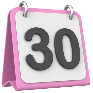 Üç boyutlu takvim. 30. gün. Ayın onuncu günü. 3B illüstrasyon.