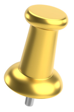 Pimi çek. Çizim iğnesi. Üç boyutlu pim. 3B illüstrasyon.