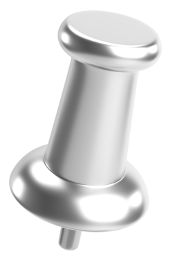 Pimi çek. Çizim iğnesi. Üç boyutlu pim. 3B illüstrasyon.