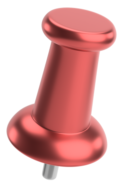 Pimi çek. Çizim iğnesi. Üç boyutlu pim. 3B illüstrasyon.