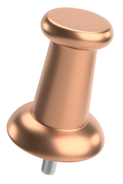 Pimi çek. Çizim iğnesi. Üç boyutlu pim. 3B illüstrasyon.