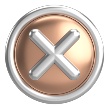 Üç boyutlu kapatma düğmesi. Çapraz. 3B illüstrasyon.