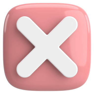 Üç boyutlu kapatma düğmesi. Çapraz. 3B illüstrasyon.