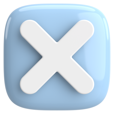 Üç boyutlu kapatma düğmesi. Çapraz. 3B illüstrasyon.