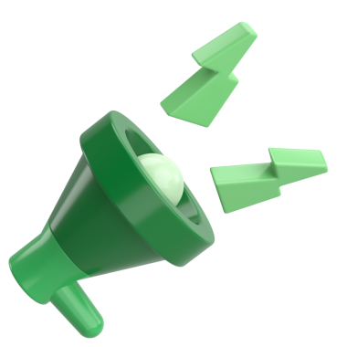 Üç boyutlu megafon. Duyuru simgesi. 3B illüstrasyon.