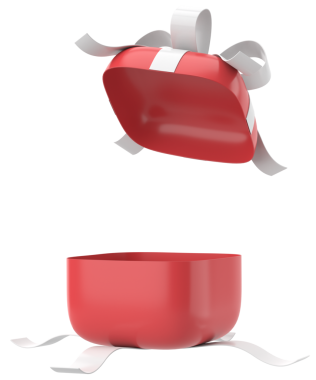 Hediye Kutusu açıldı. Üç boyutlu hediye kutusu. 3B illüstrasyon.