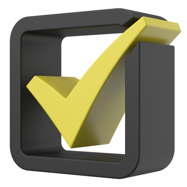 3 boyutlu onay kutusu. İşaretle. 3B illüstrasyon.