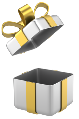 Hediye Kutusu açıldı. Üç boyutlu hediye kutusu. 3B illüstrasyon.