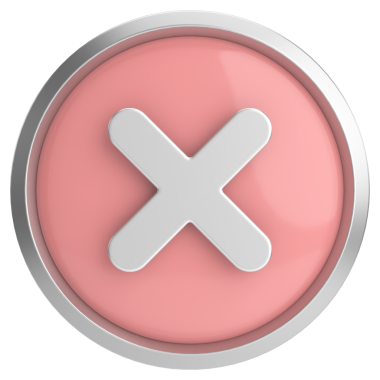 Üç boyutlu kapatma düğmesi. Çapraz. 3B illüstrasyon.